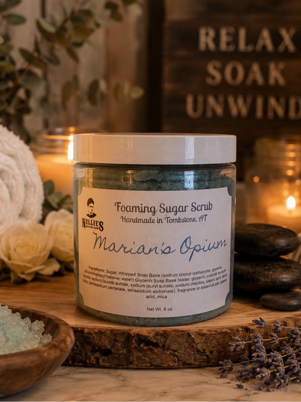 Nellie’s Bath & Body “Marian’s Opium” Foaming Sugar Scrub | Handmade Arizona